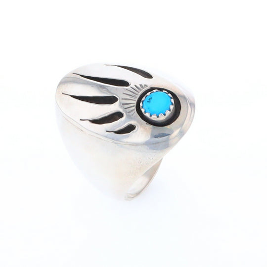 Mens Native Turquoise Bear Claw Ring