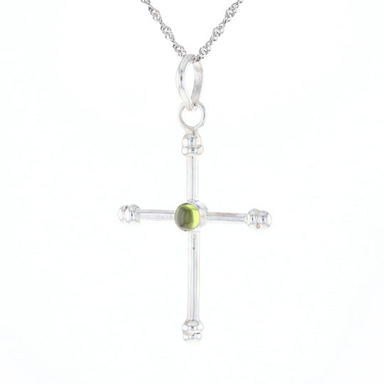 Silver Peridot Cross