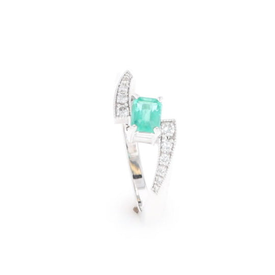 Emerald Twist Ring with Diamond Accents