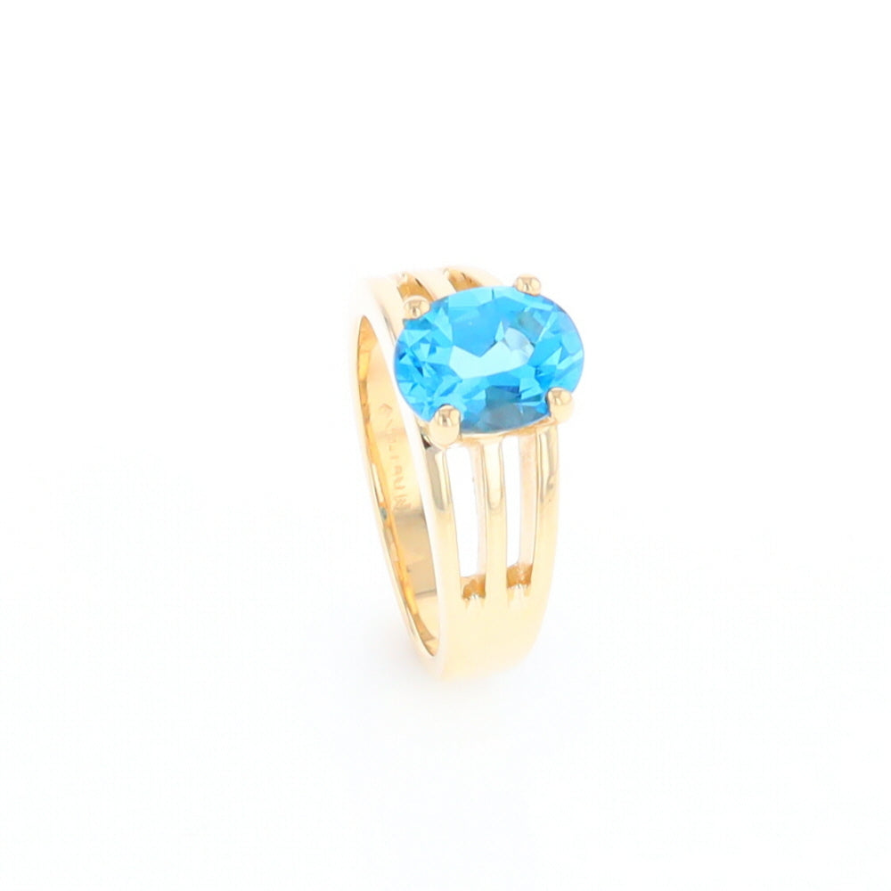 Split Shank Oval Blue Topaz Ring