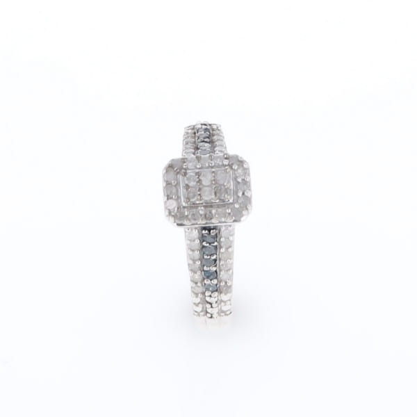 Blue & White Diamond Rectangle Cluster Ring