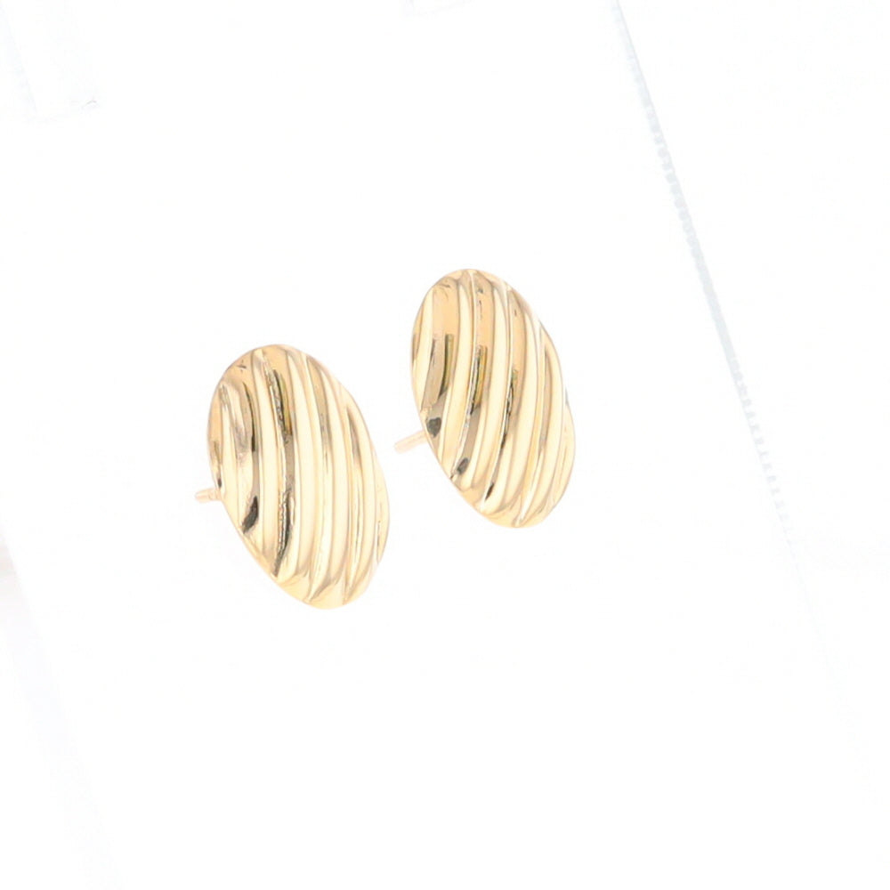 Gold Scorred Disc Stud Earrings