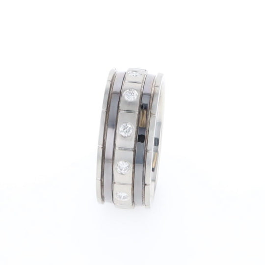 Contemporary Men's Comfort Fit Wedding Band With Diamonds