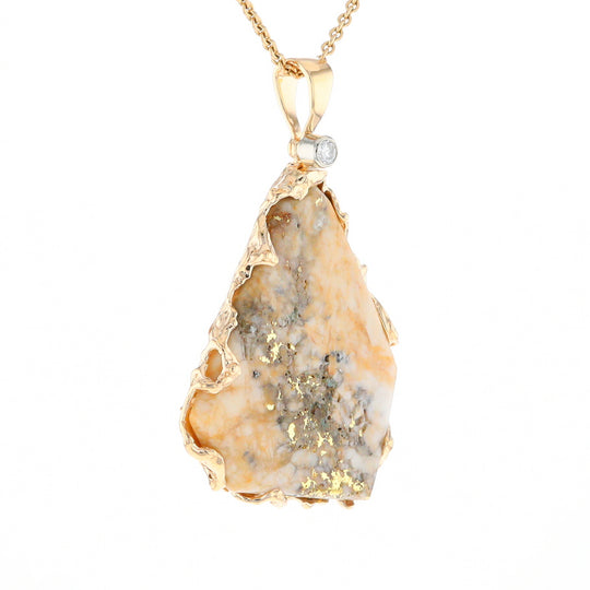 Gold Quartz Freeform Pendant (G3)