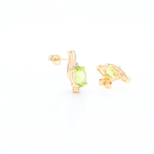 Peridot Ribbon Stud Earrings