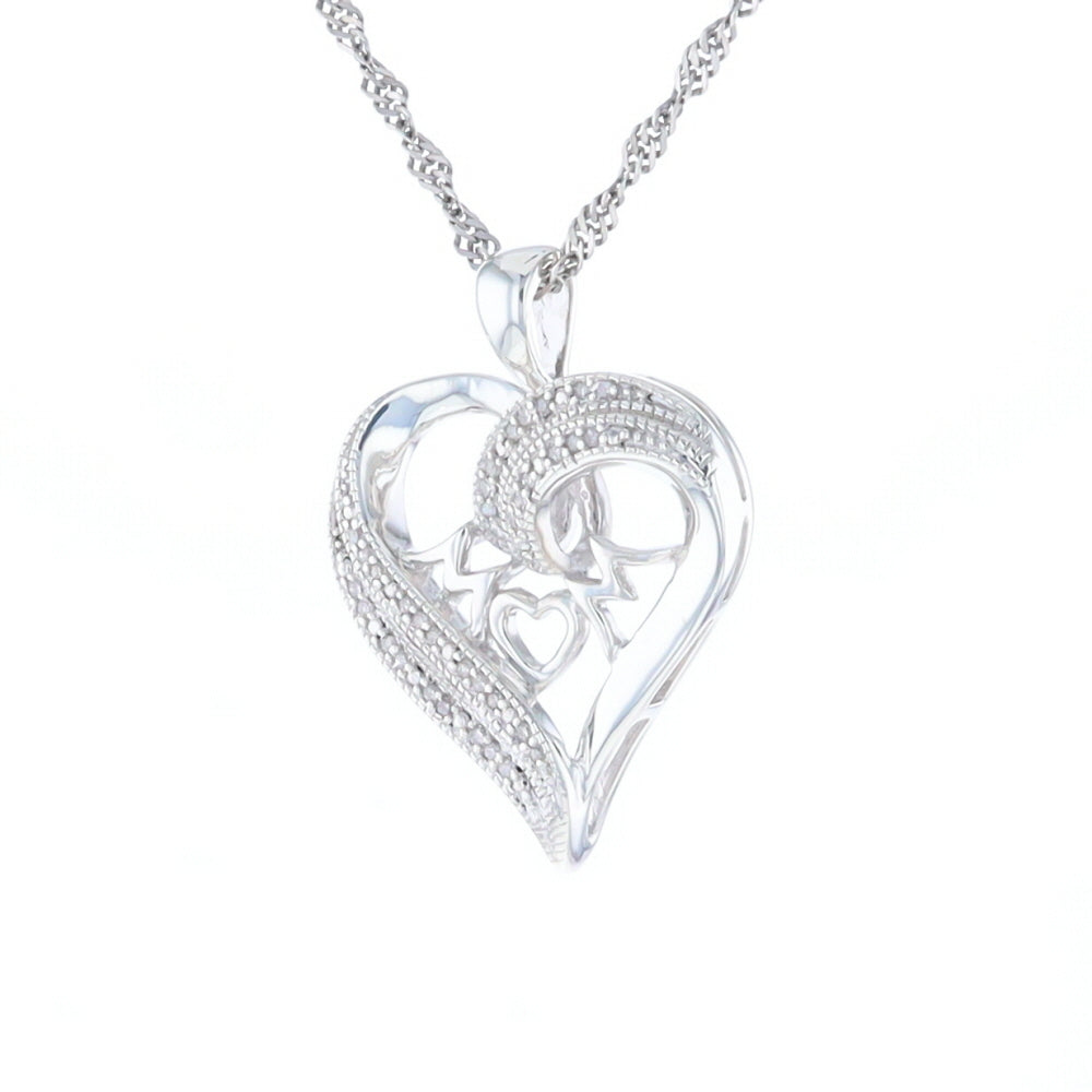 "MOM" Diamond Heart Pendant