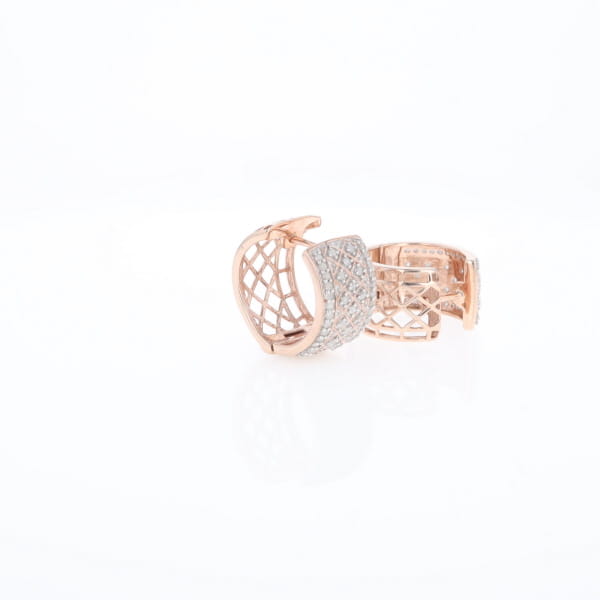 Checkered Wide Hinge Hoop Earrings