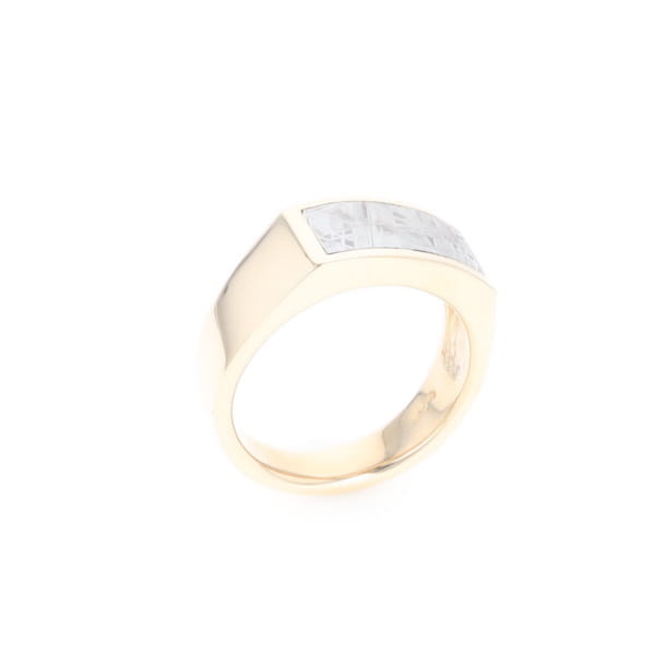 Rectangle Meteorite Inlaid Ring