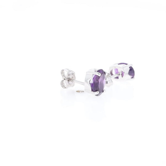 Oval Amethyst Stud Earrings