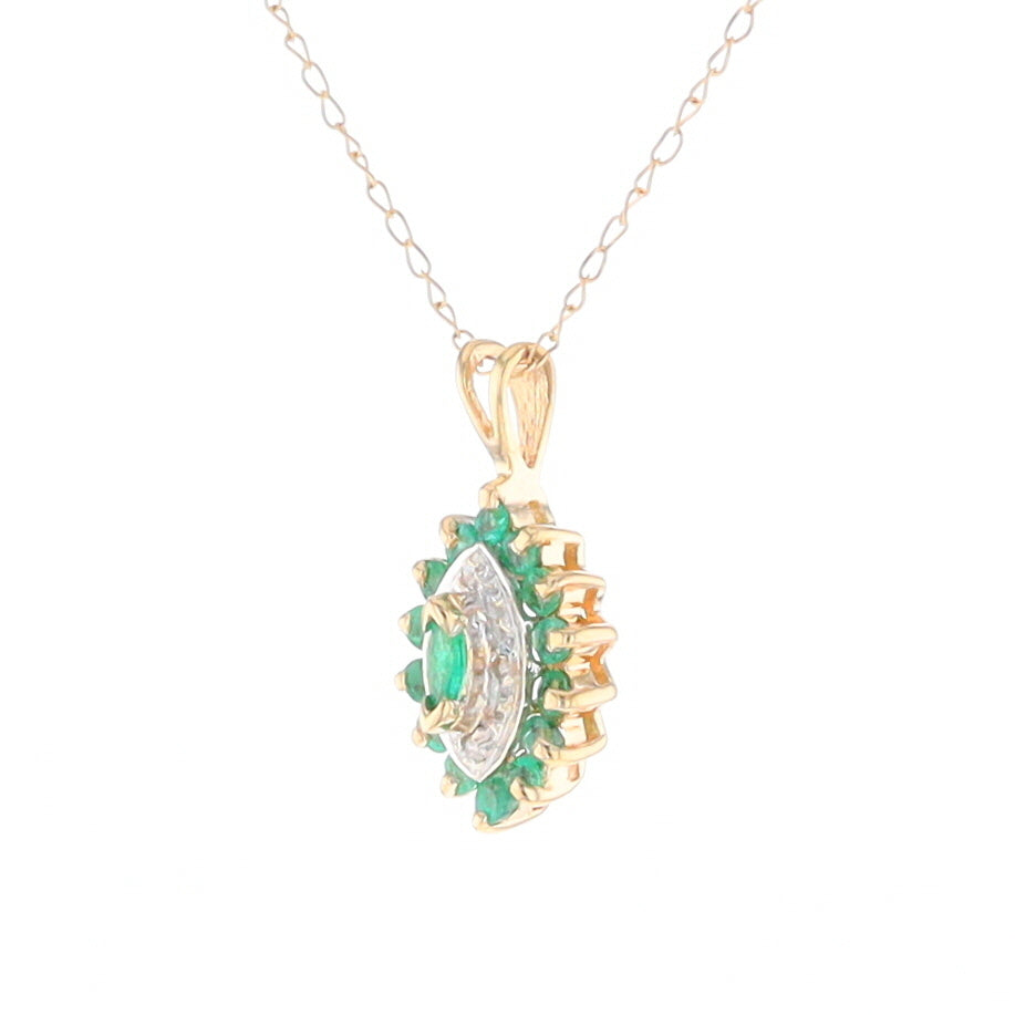 Marquise Cluster Emerald and Diamond Necklace