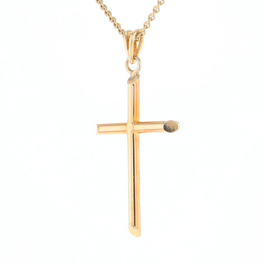 Beveled Edge Tube Cross Pendant