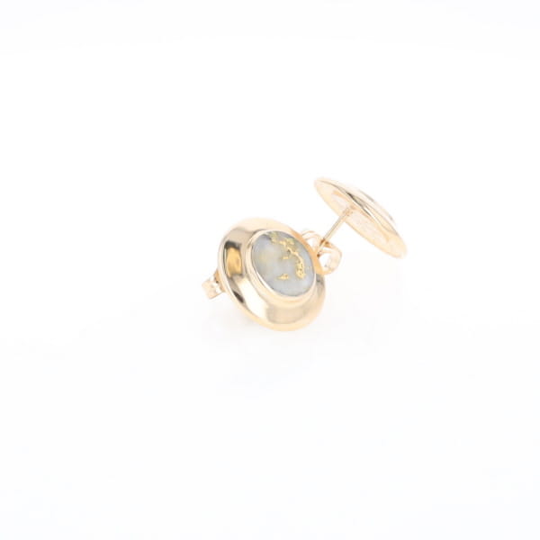 Superior Quality Gold Quartz Inlaid Circle Stud Earrings