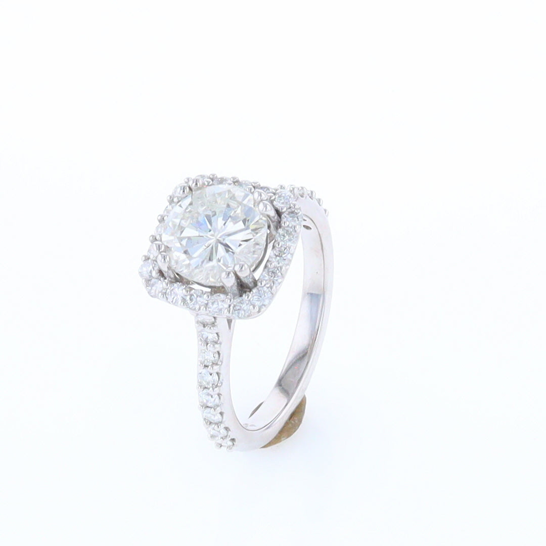 Diamond Engagement Ring with Square Halo