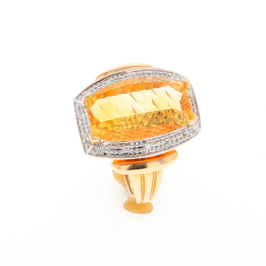 Fancy Cut Citrine Diamond Halo Ring