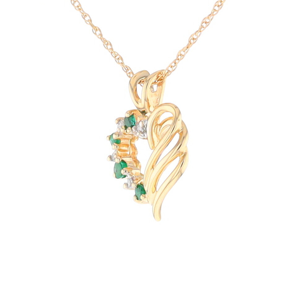 Open Heart Emerald and Diamond Pendant