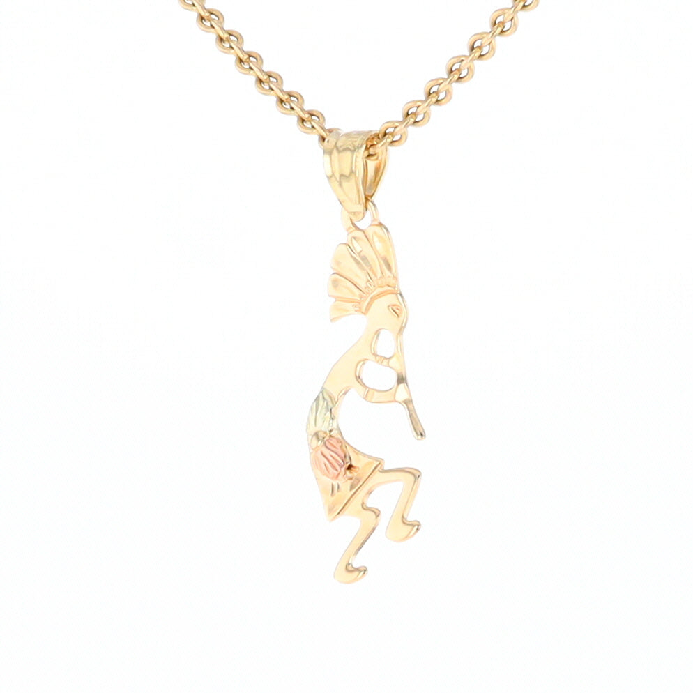 Black Hills Gold Yellow & Rose Gold Kokopelli Pendant