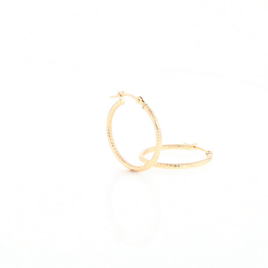 Gold Ribbed Hoop Earrings