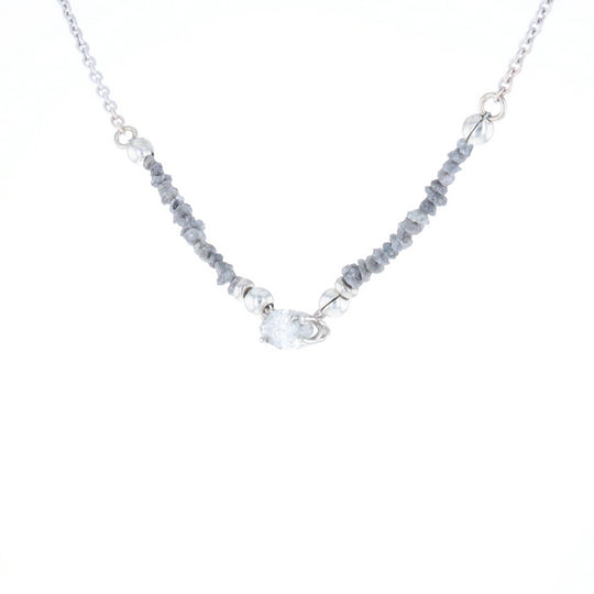 Marquise Diamond Necklace with Rough Diamond Beads