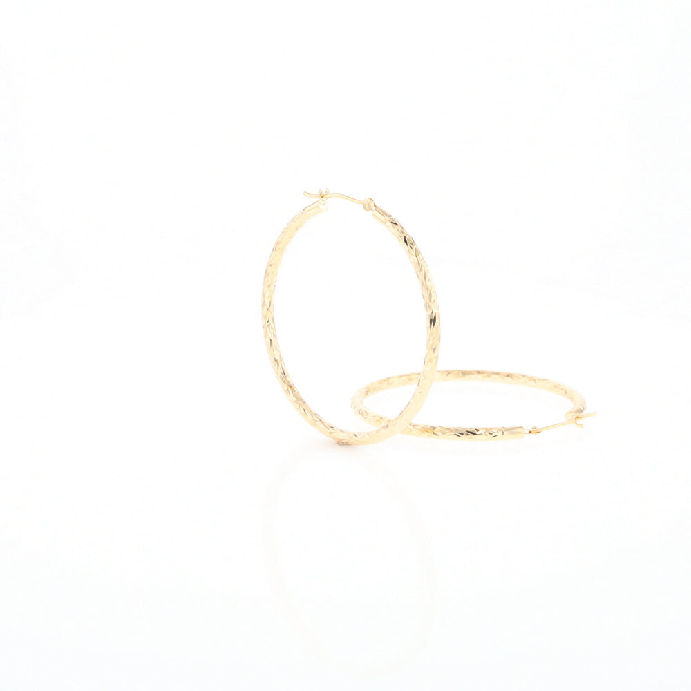 Textured Hollow Diamond Cut Hoop Earrings