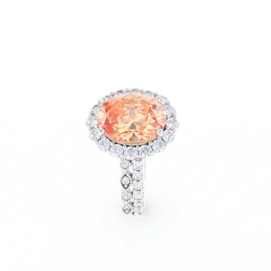 Peach Imitation Topaz Halo Ring