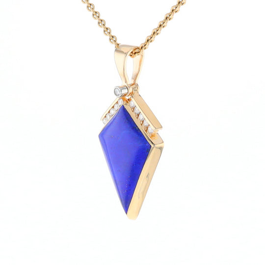 Lapis Kit Shaped Inlaid Pendant with 0.19ctw Diamonds