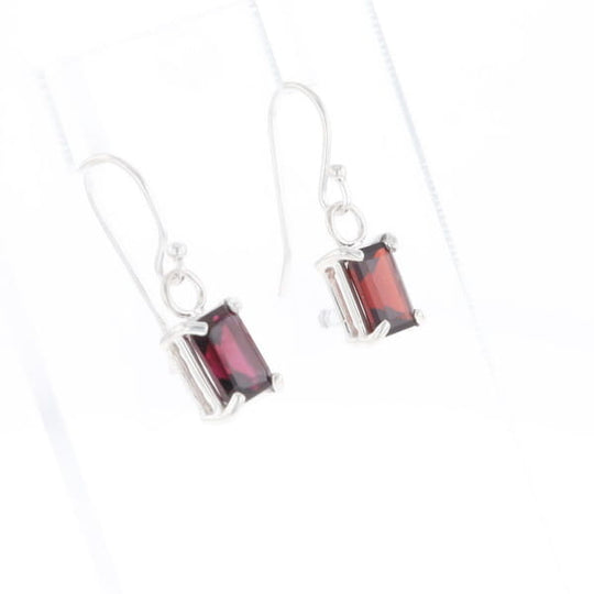 Emerald Cut Garnet Earrings