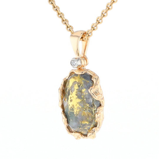 Serpentine & Gold Quartz Freeform Pendant