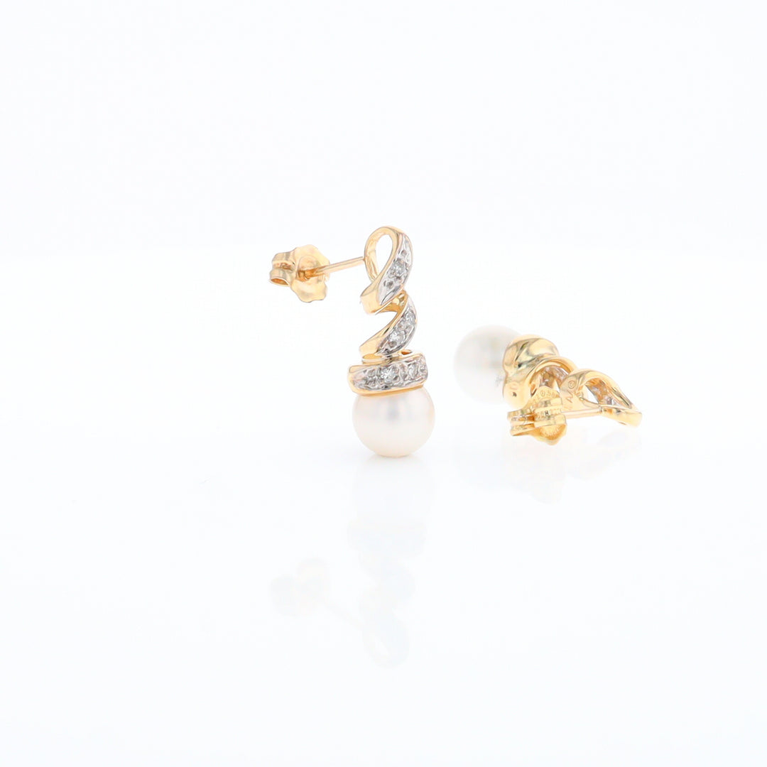 Pearl Spiral Stud Earrings