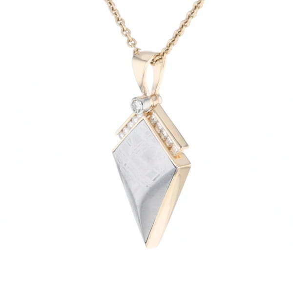 Meteorite Kite Shape Inlaid Pendant with 0.19ctw Diamonds