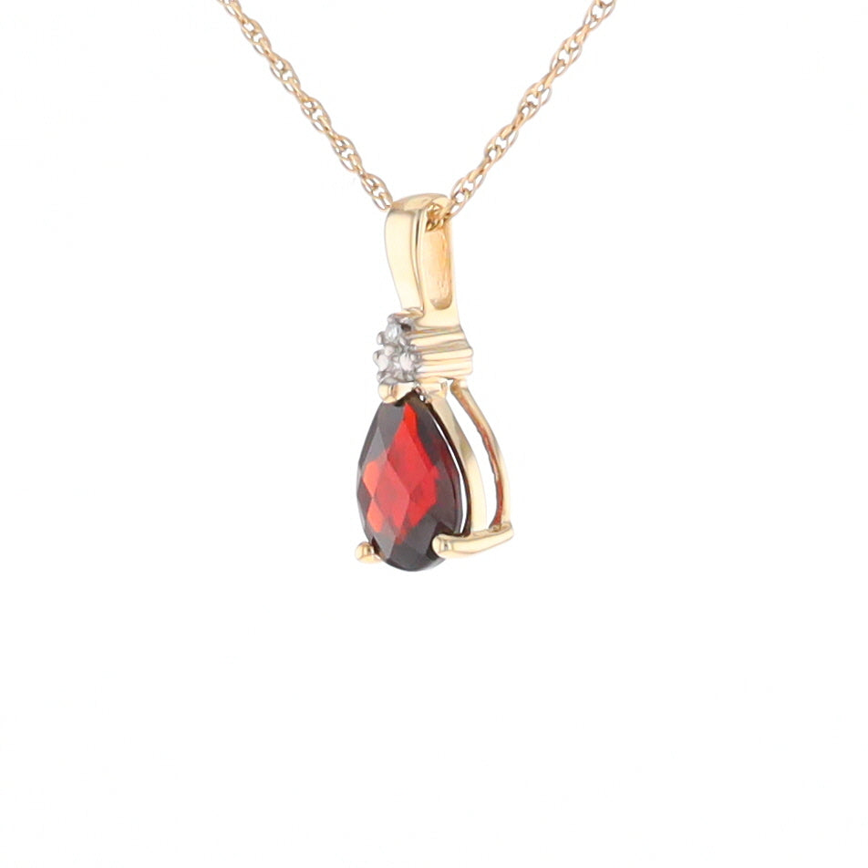 Pear Checkered Garnet Pendant