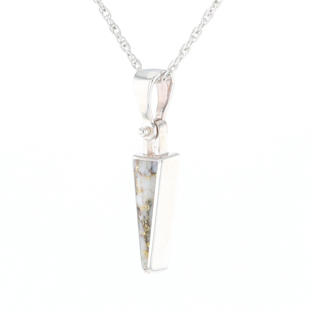 Gold Quartz Upside Down Triangle Pendant