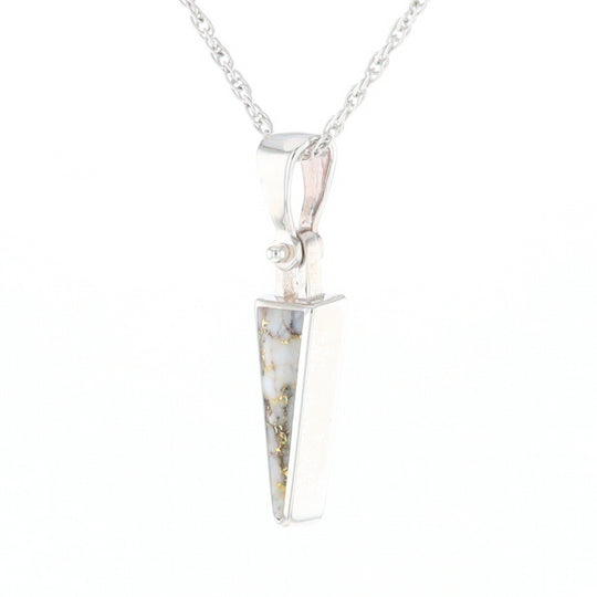 Gold Quartz Upside Down Triangle Pendant