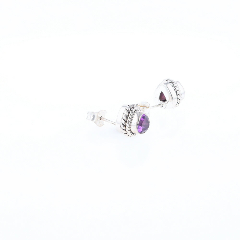 Native Amethyst Pear Stud Earrings