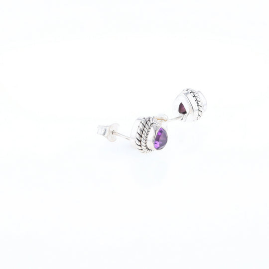 Native Amethyst Pear Stud Earrings