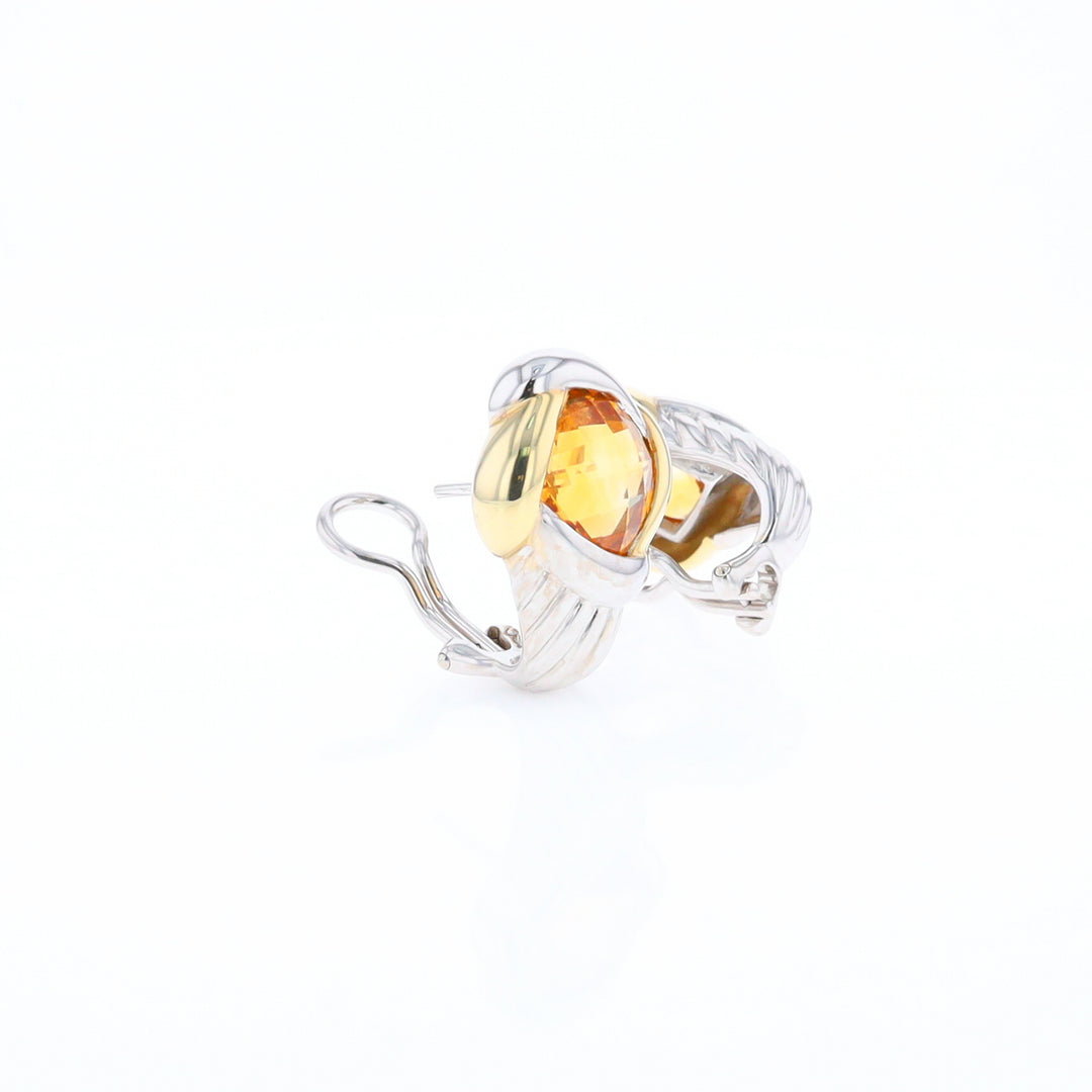 Two-Tone Checkerboard Citrine Earrings