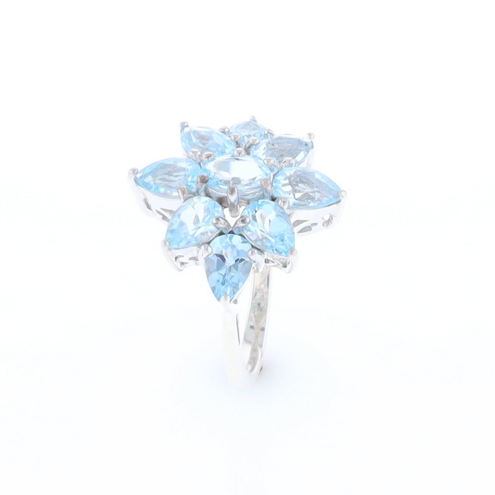 Blue Topaz Flower Ring