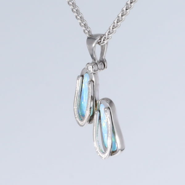Opal Pendant Sandals Double Inlaid Design with .02ct Round Diamond