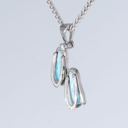 Opal Pendant Sandals Double Inlaid Design with .02ct Round Diamond