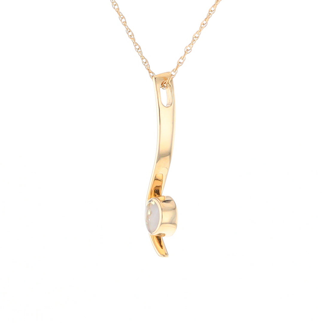 Round Inlaid Gold Quartz Curved Bar Pendant G2