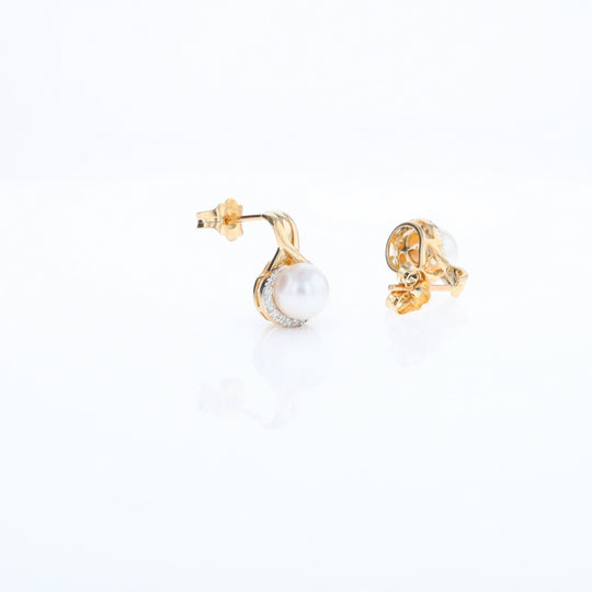 Pearl Drop Earrings with Diamond Halos
