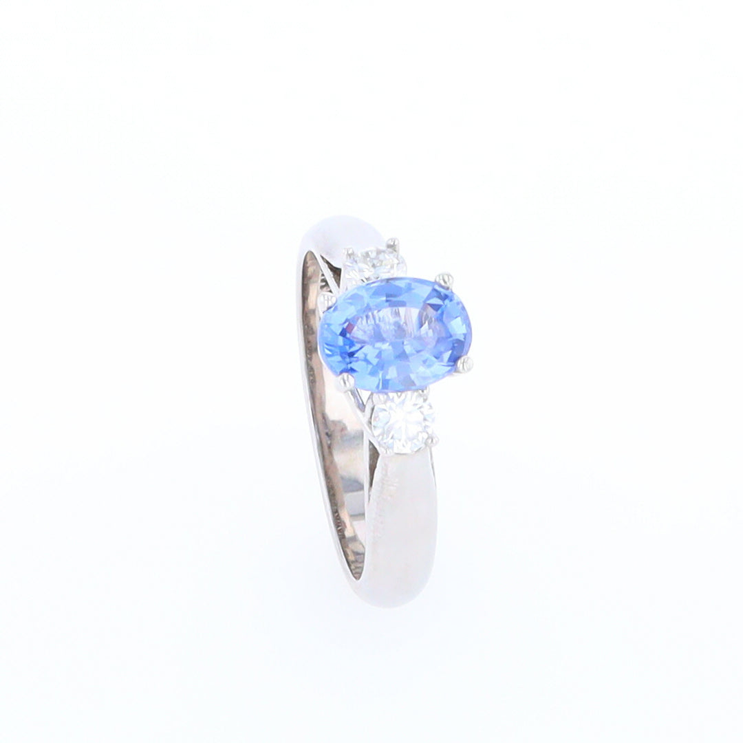 Ceylon Sapphire Three-Stone Trellis Ring