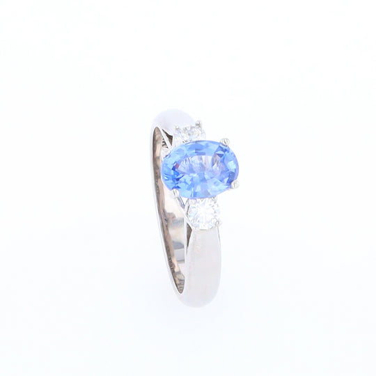 Ceylon Sapphire Three-Stone Trellis Ring