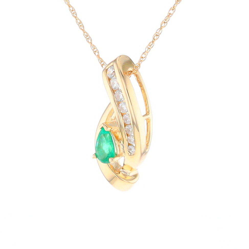 Pear Shaped Emerald Ribbon Pendant