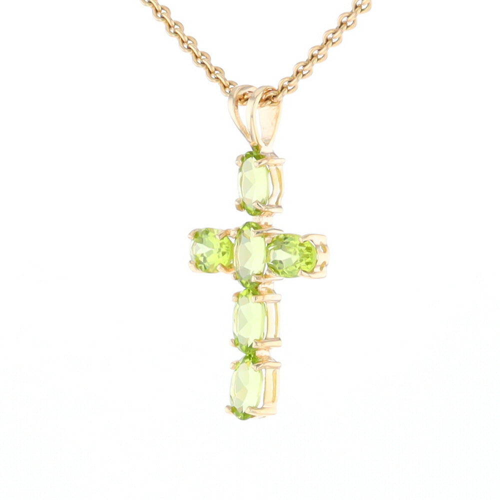 Oval Peridot Cross Pendant