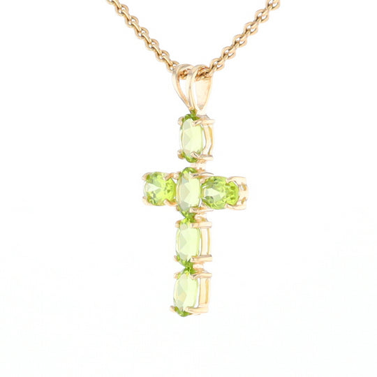 Oval Peridot Cross Pendant