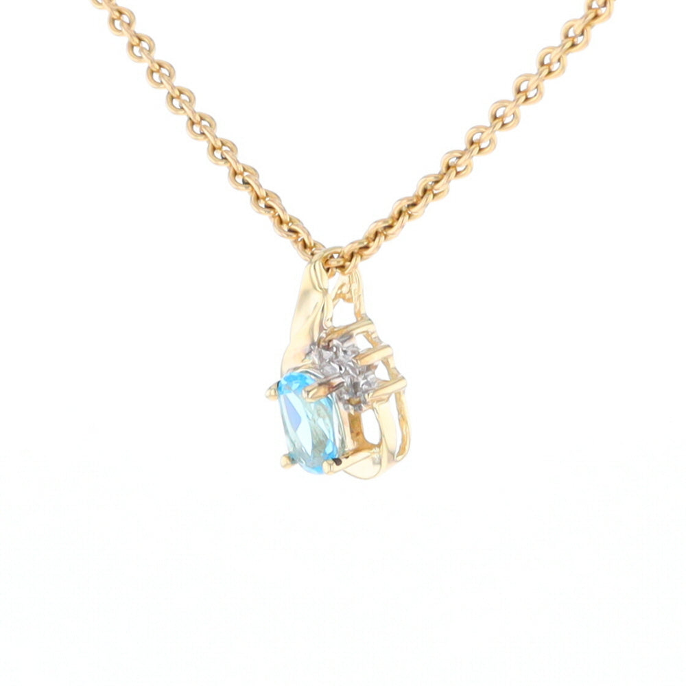 Pear Blue Topaz Diamond Pendant