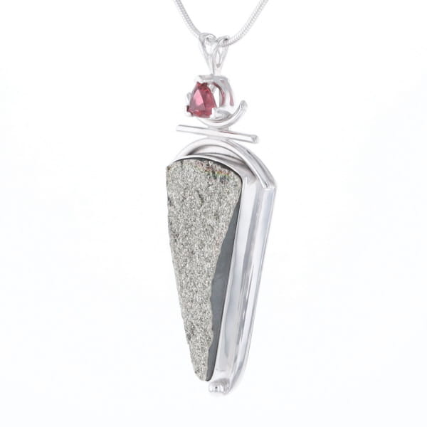 Druzy Quartz & Pink Trillion Tourmaline Necklace