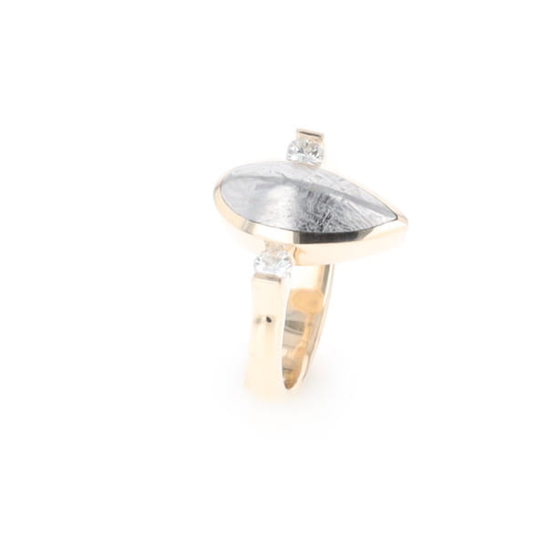 Meteorite Pear Shape Inlay Ring