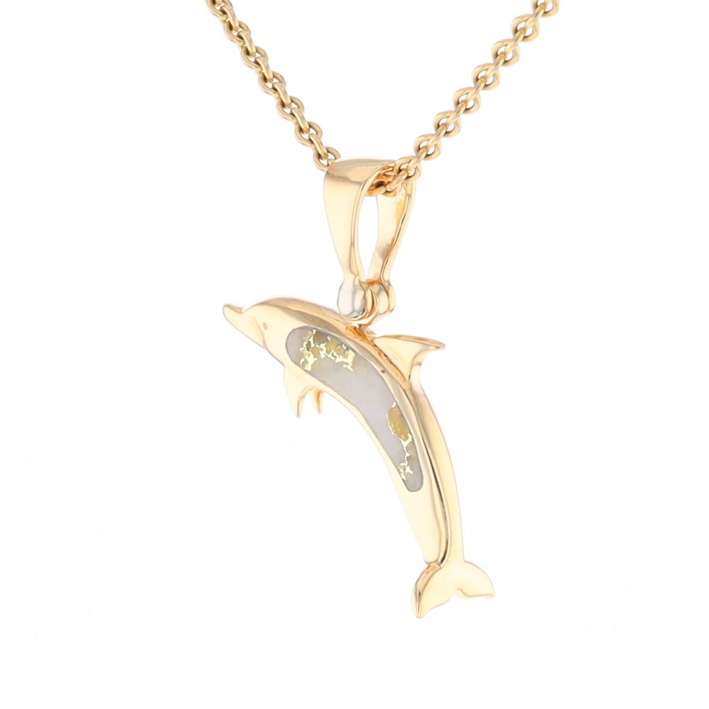 Gold Quartz Dolphin Pendant - G2