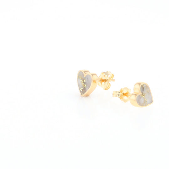 Gold Quartz Heart Stud Earrings - G2